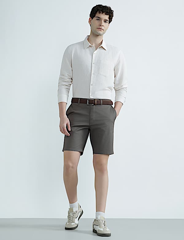 Linen Rich Spread Collar Check Shirt