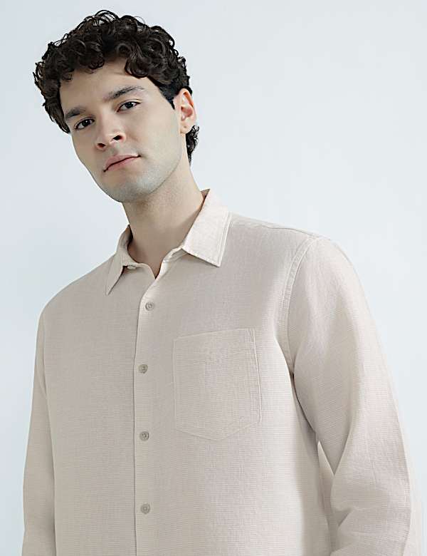 Regular Fit Linen Rich Classic Collar Shirt