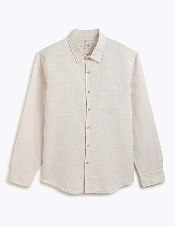 Regular Fit Linen Rich Classic Collar Shirt