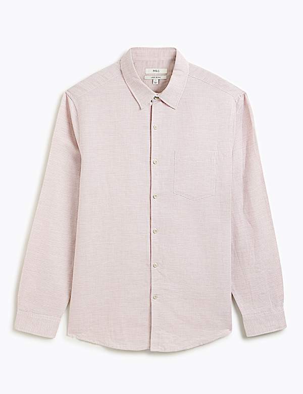 Regular Fit Linen Rich Classic Collar Shirt