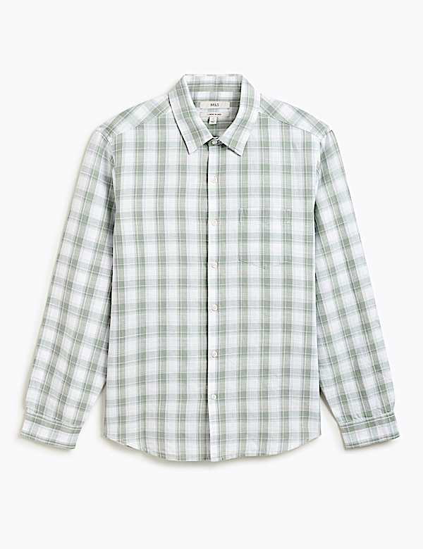 Regular Fit Linen Rich Checked Shirt