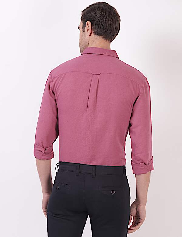 Linen Mix Plain Spread Collar Shirts