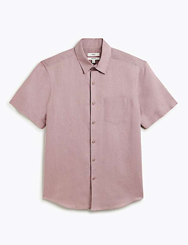 Regular Fit Linen Rich Short Sleeve Shirt