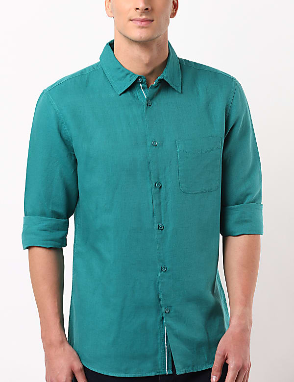 Linen Mix Classic Collar Solid Shirt