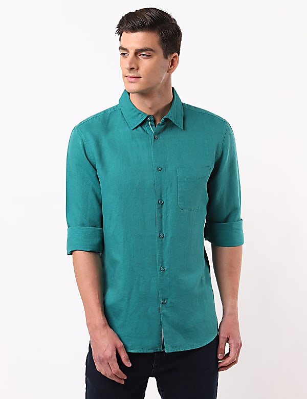 Linen Mix Classic Collar Solid Shirt