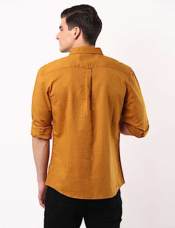 Linen Mix Classic Collar Solid Shirt