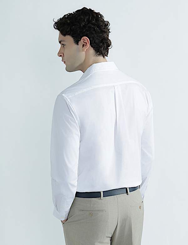 Cotton Rich Spread Collar Plain Shirt