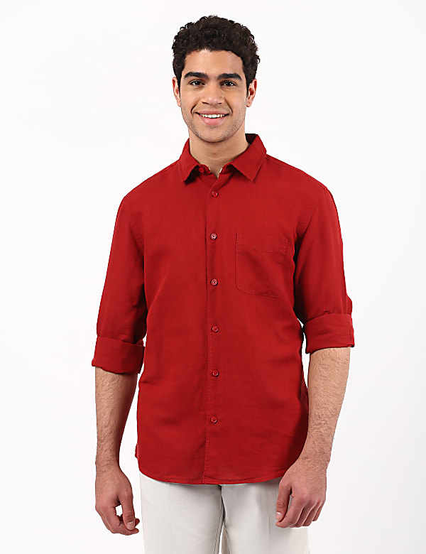 Linen Mix Classic Collar Solid Shirt