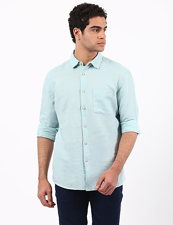 Linen Mix Classic Collar Solid Shirt