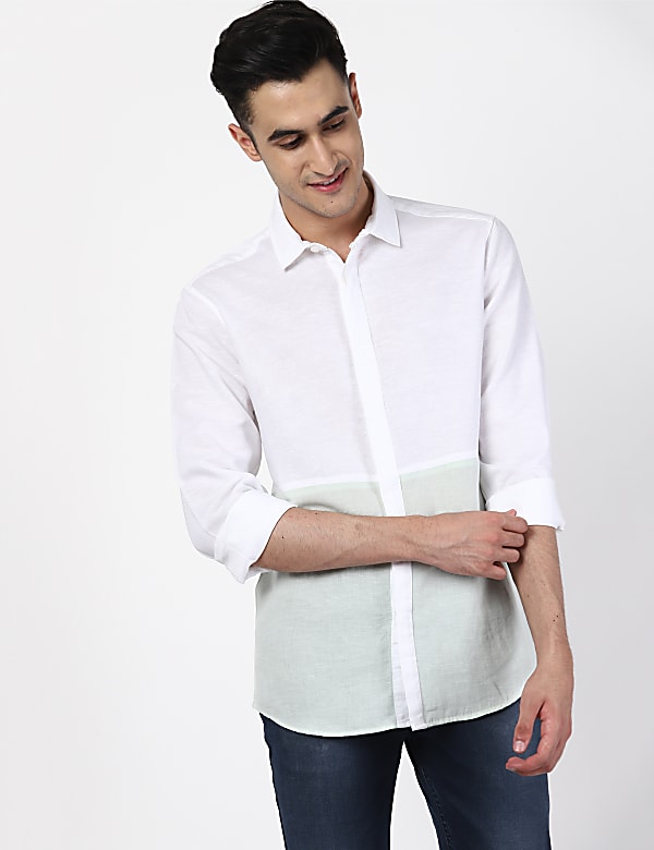Linen Mix Classic Collar Solid Shirt