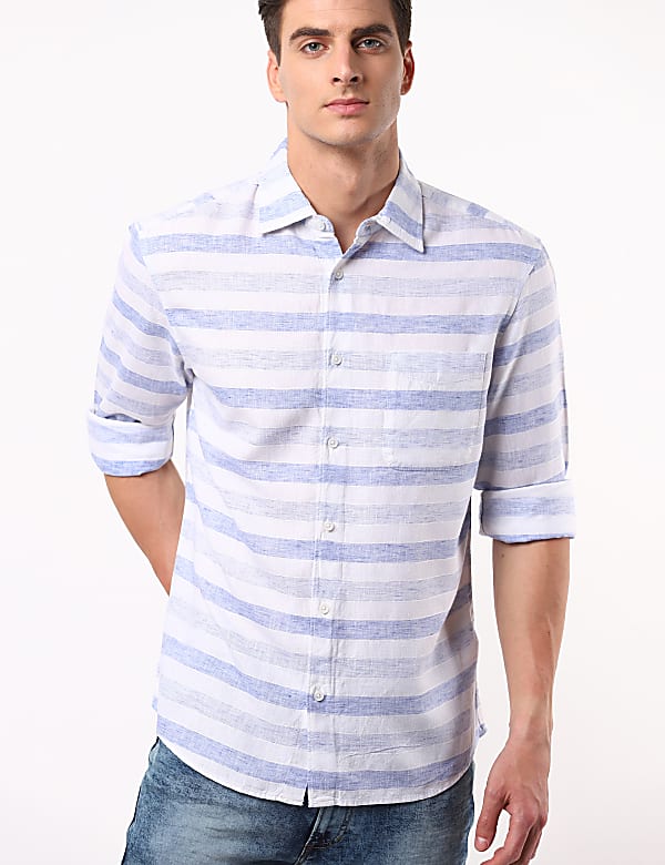 Linen Lyocell Horizontal Stripes Shirt