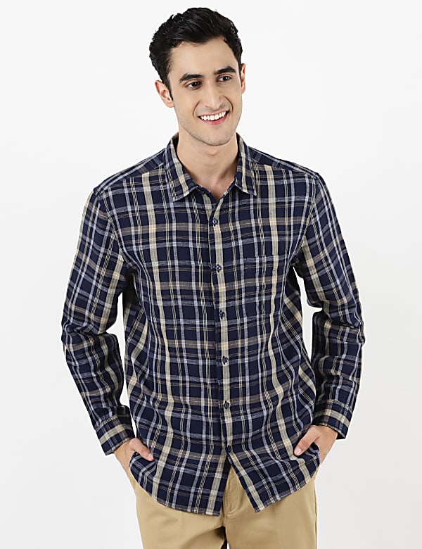 Linen Mix Check Shirt