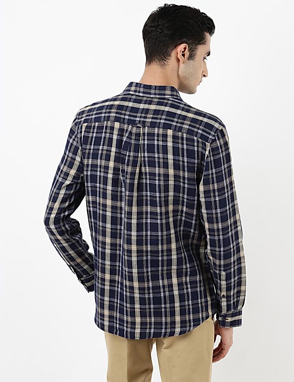 Linen Mix Check Shirt