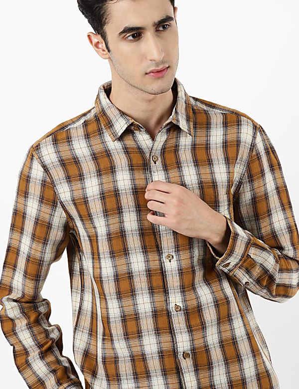 Linen Mix Check Shirt