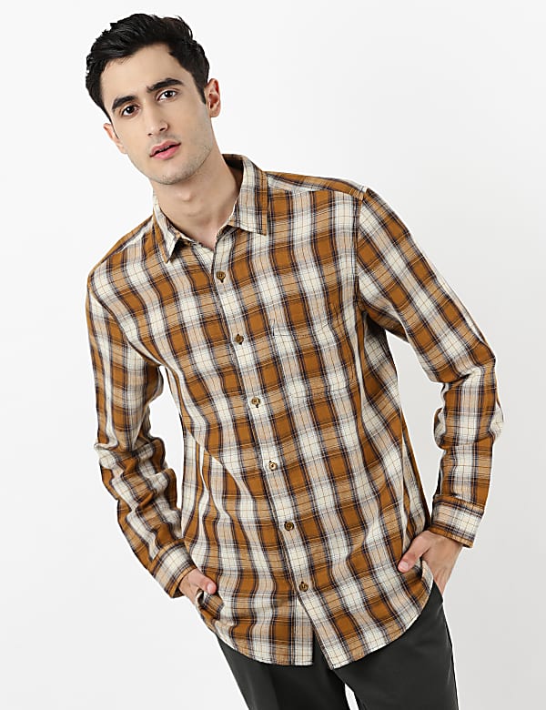 Linen Mix Check Shirt