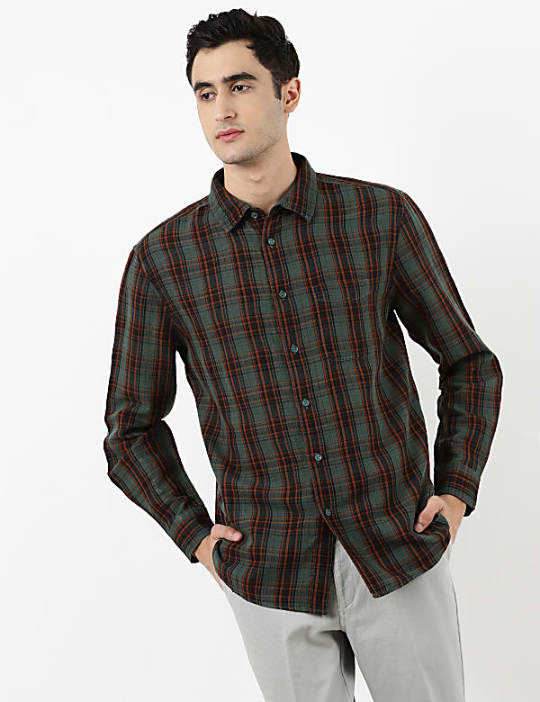 Linen Mix Check Shirt