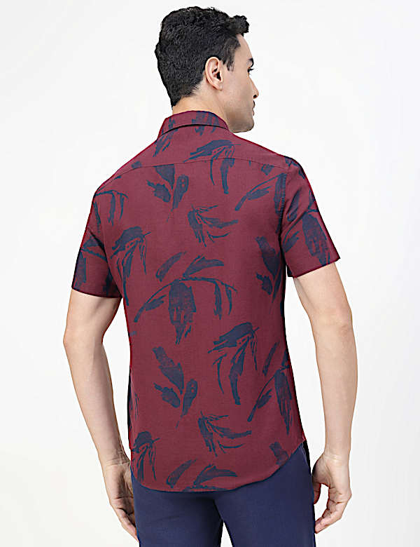 Linen Rich Abstract Spread Collar Shirt