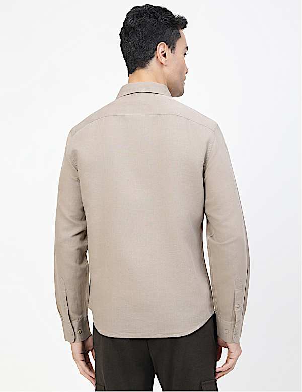 Linen Rich Plain Classic Collar Shirt