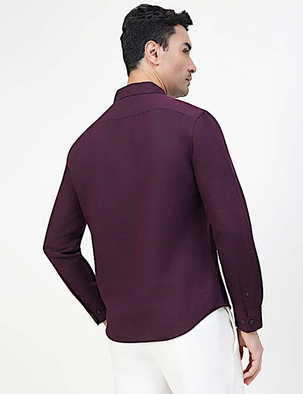 Linen Rich Plain Classic Collar Shirt