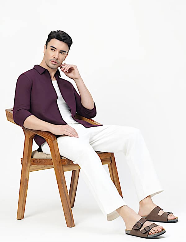 Linen Rich Plain Classic Collar Shirt