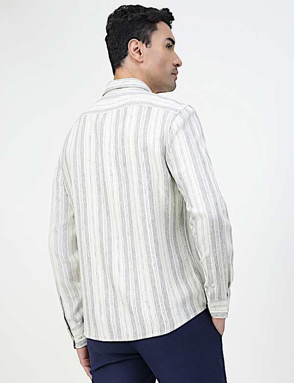 Viscose Rich Striped Spread Collar Shirt