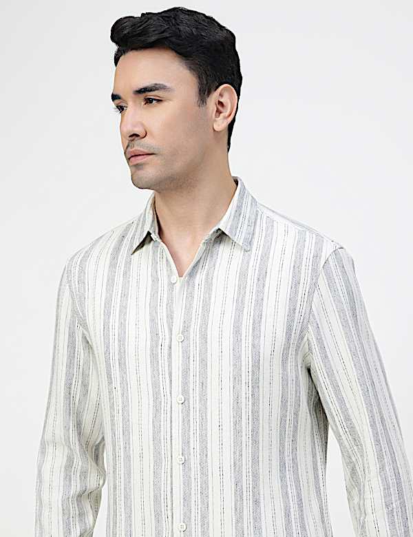 Viscose Rich Striped Spread Collar Shirt