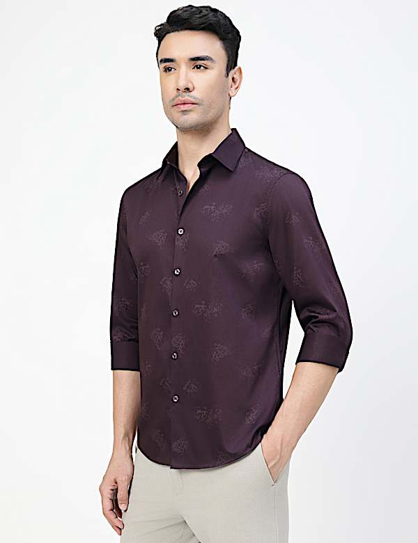 Cotton Rich Floral Print Spread Collar Shirt