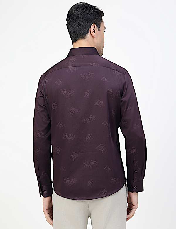 Cotton Rich Floral Print Spread Collar Shirt