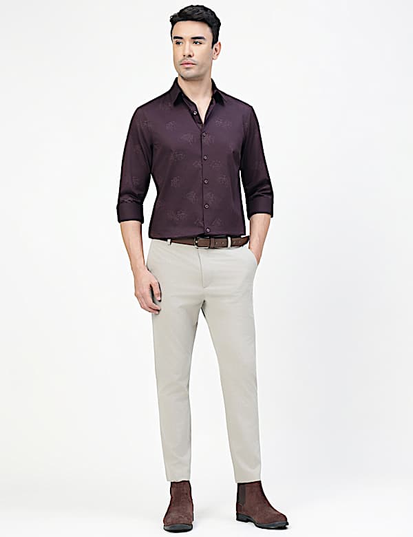 Cotton Rich Floral Print Spread Collar Shirt