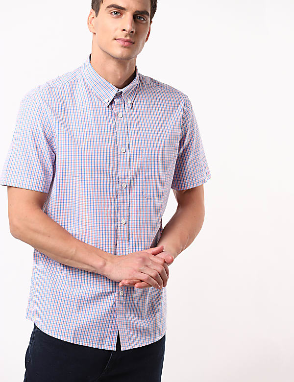 Marks and spencer mens short sleeve casual shirts online