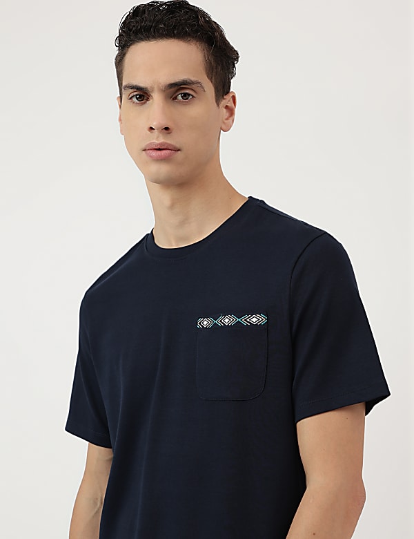 Pure Cotton Embroidered Round Neck T-Shirt