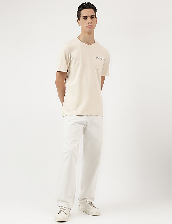 Pure Cotton Embroidered Round Neck T-Shirt