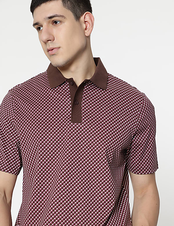 Pure Cotton Printed Polo T-Shirt