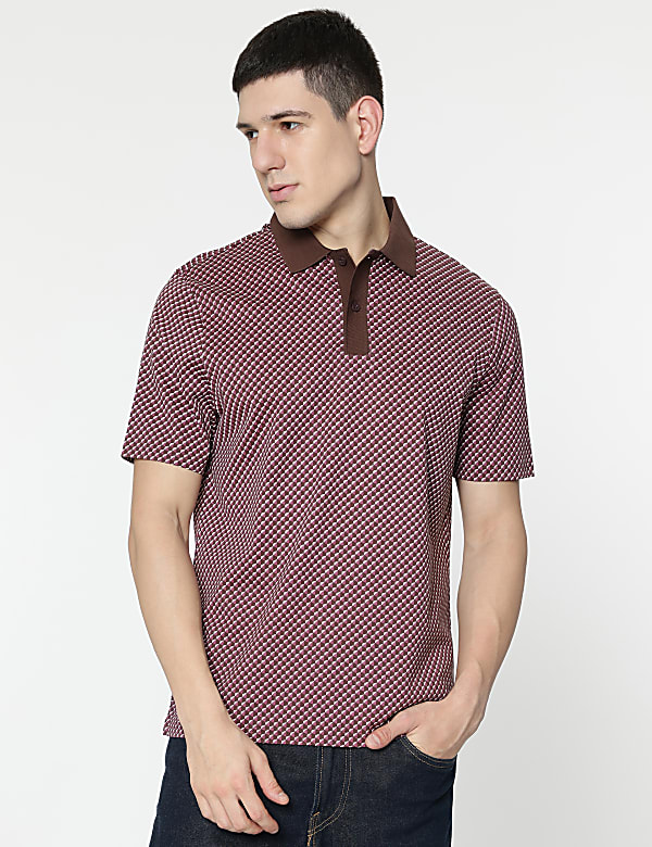Pure Cotton Printed Polo T-Shirt