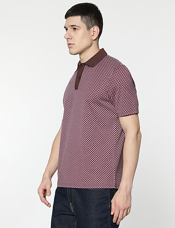 Pure Cotton Printed Polo T-Shirt