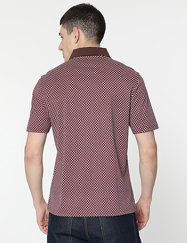 Pure Cotton Printed Polo T-Shirt