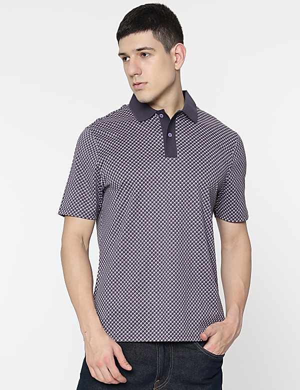 Pure Cotton Printed Polo T-Shirt