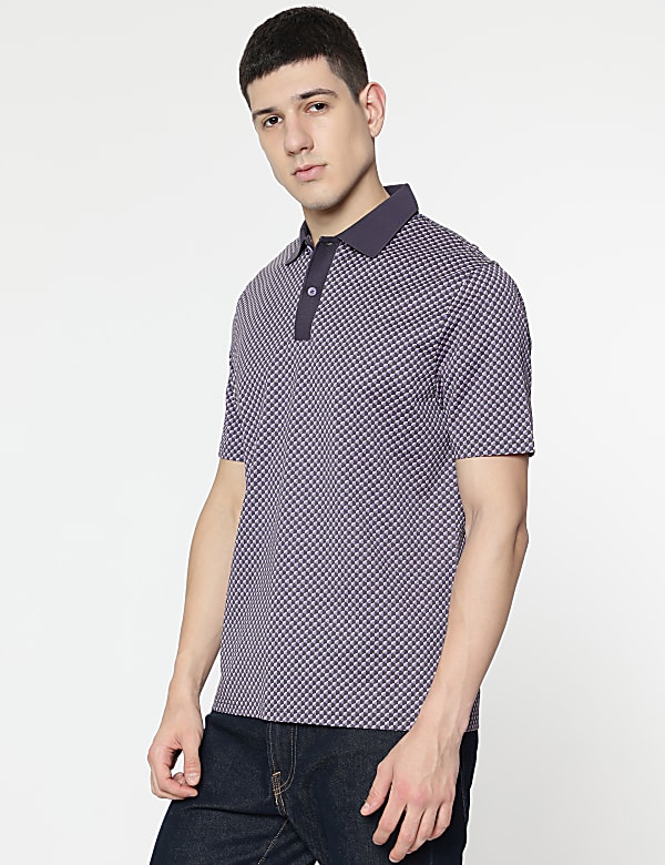 Pure Cotton Printed Polo T-Shirt