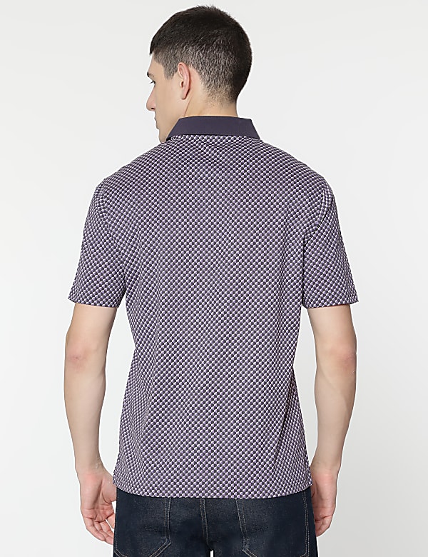 Pure Cotton Printed Polo T-Shirt