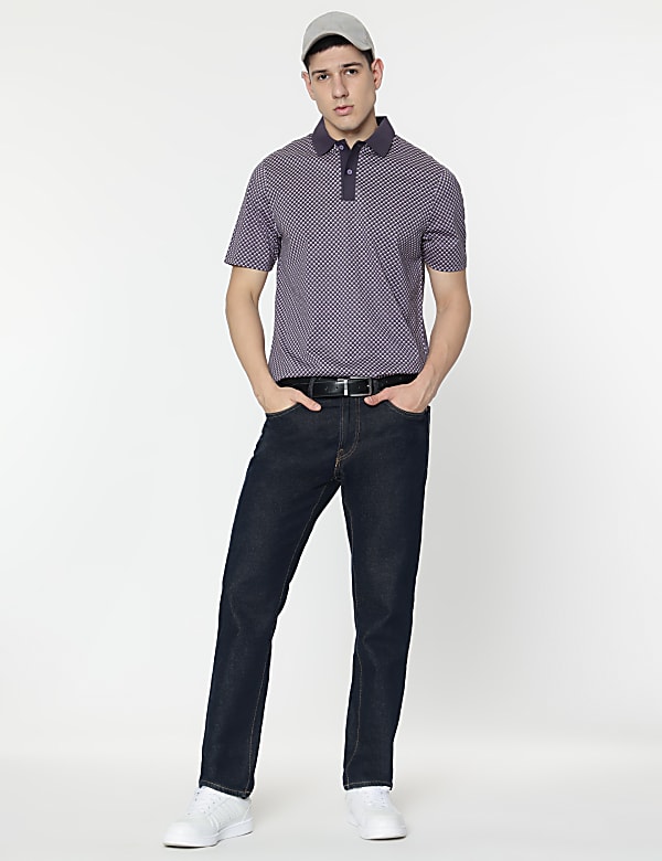 Pure Cotton Printed Polo T-Shirt