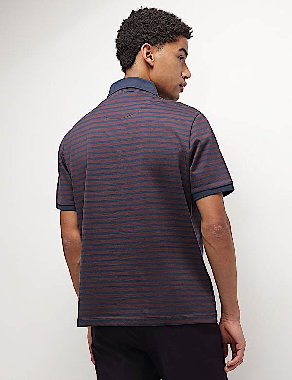 Pure Cotton Striped Polo T-Shirt