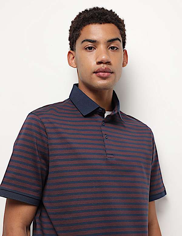 Pure Cotton Striped Polo T-Shirt