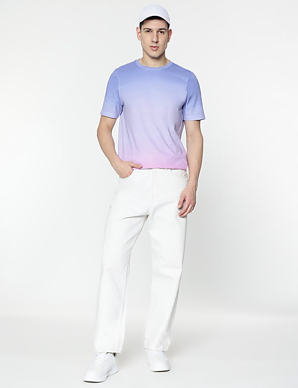 Pure Cotton Ombre Round Neck T-Shirt