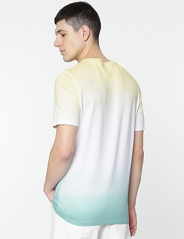 Pure Cotton Ombre Round Neck T-Shirt