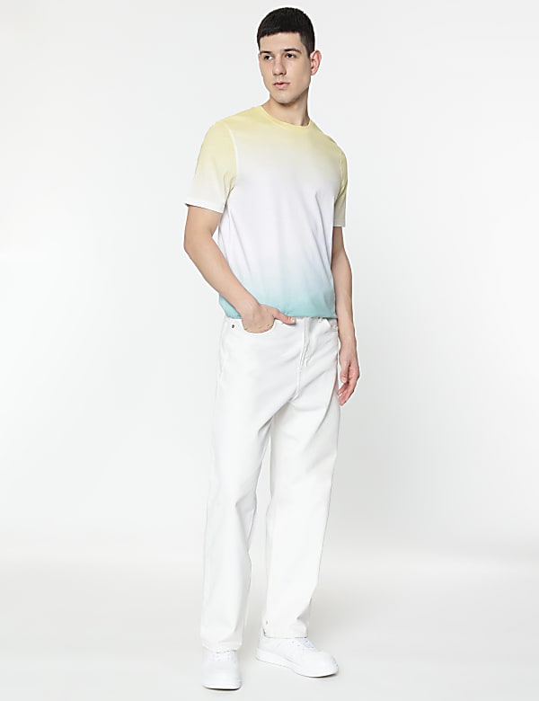 Pure Cotton Ombre Round Neck T-Shirt