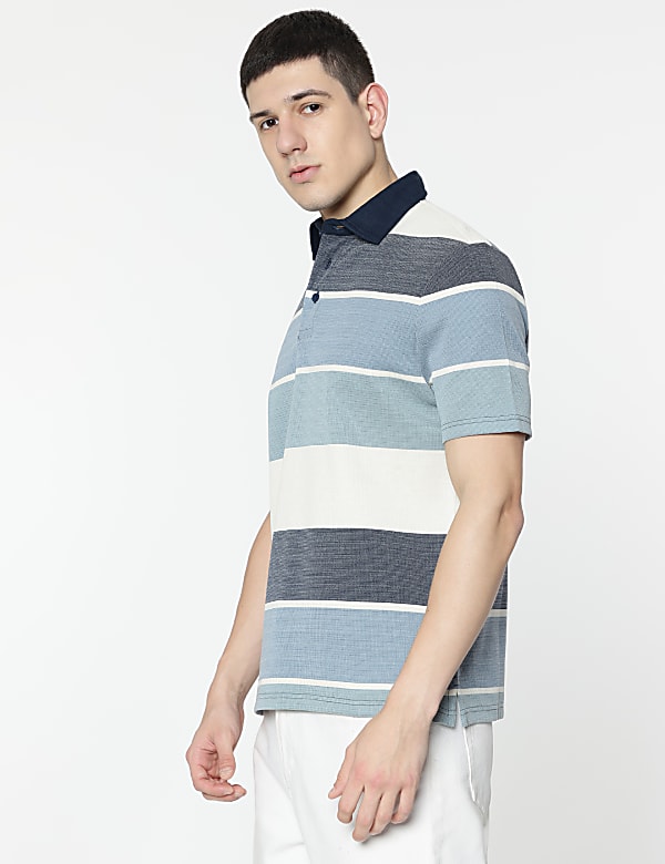 Cotton Rich Stripes Polo T-Shirt