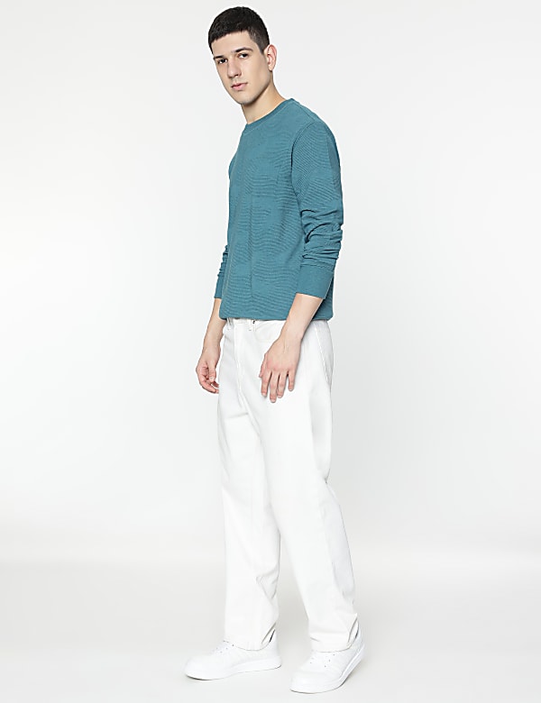 Cotton Rich Textured Sweatshirt
