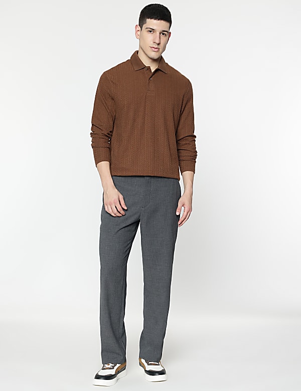 Cotton Rich Self Design Polo T-Shirt