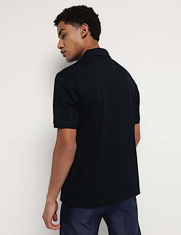 Pure Cotton Textured Polo Neck T-Shirt