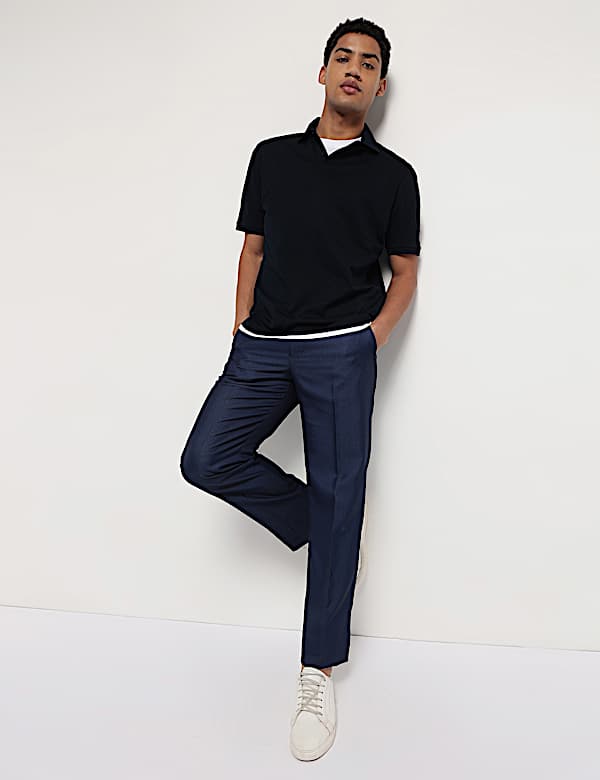 Pure Cotton Textured Polo Neck T-Shirt